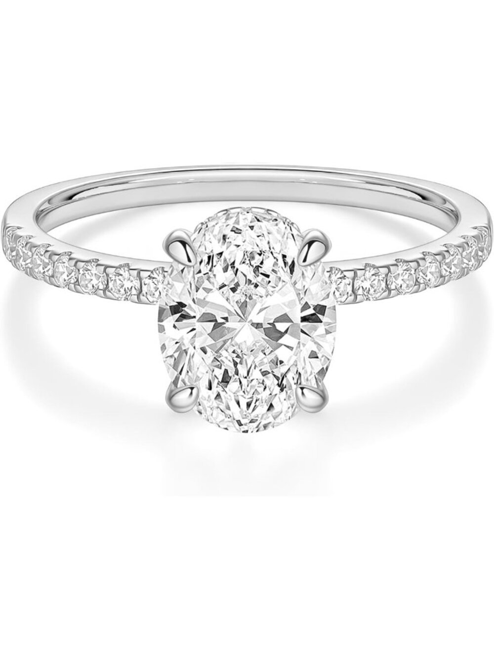 Elegant 925 Sterling Silver Oval Cut Engagement Ring for Women - Timeless Design